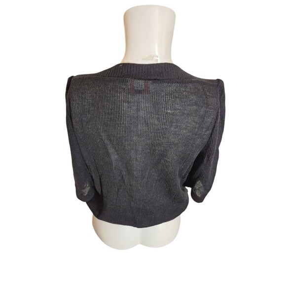 Diamonds Run By Wayne Diamond VTG 70s Sweater Sequin Knit Puff Sleeve Blk sz XS - Picture 4 of 5